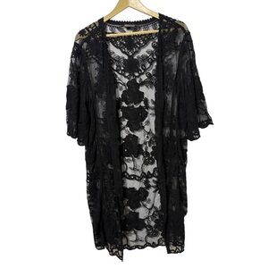 Shyanne Black Floral Lace Kimono Cardigan Western Whimsigoth Fairygrunge Hippie